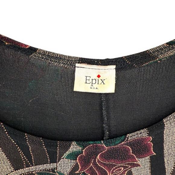 Y2K Vintage Epix Rose Print Stretch Jersey Maxi Slip Dress Madein USA Vampy Rose - Picture 4 of 8